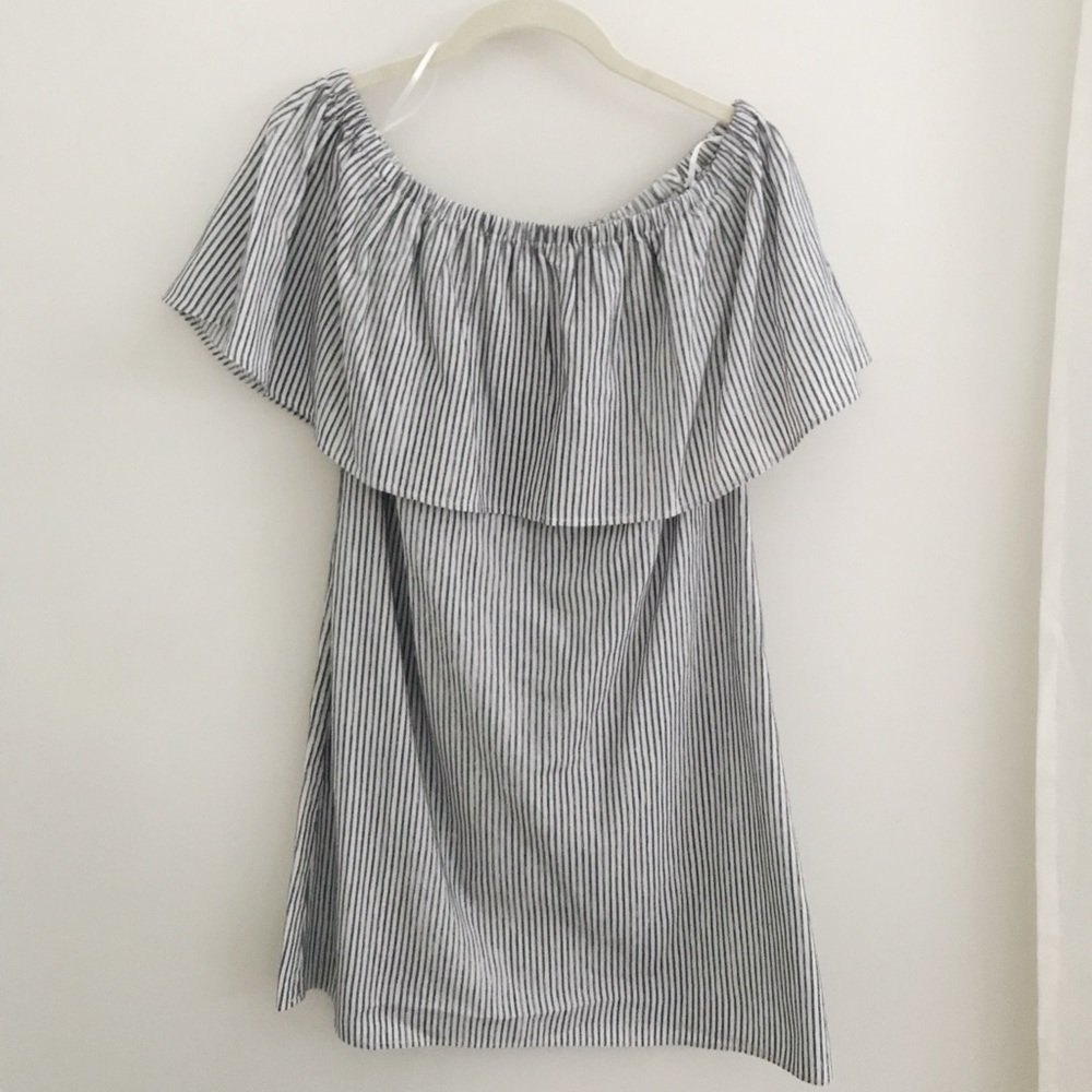 Stripe off the shoulder dress (J.Crew)